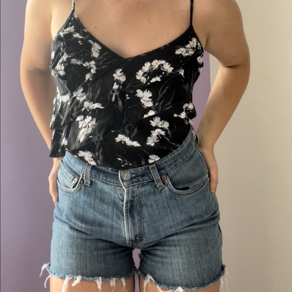 Black and White Flowery Tank